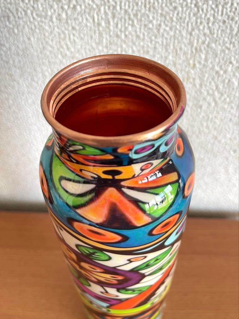 カラフルなマンダラ柄銅製ウォーターボトルヨガ水筒950ml FCB13