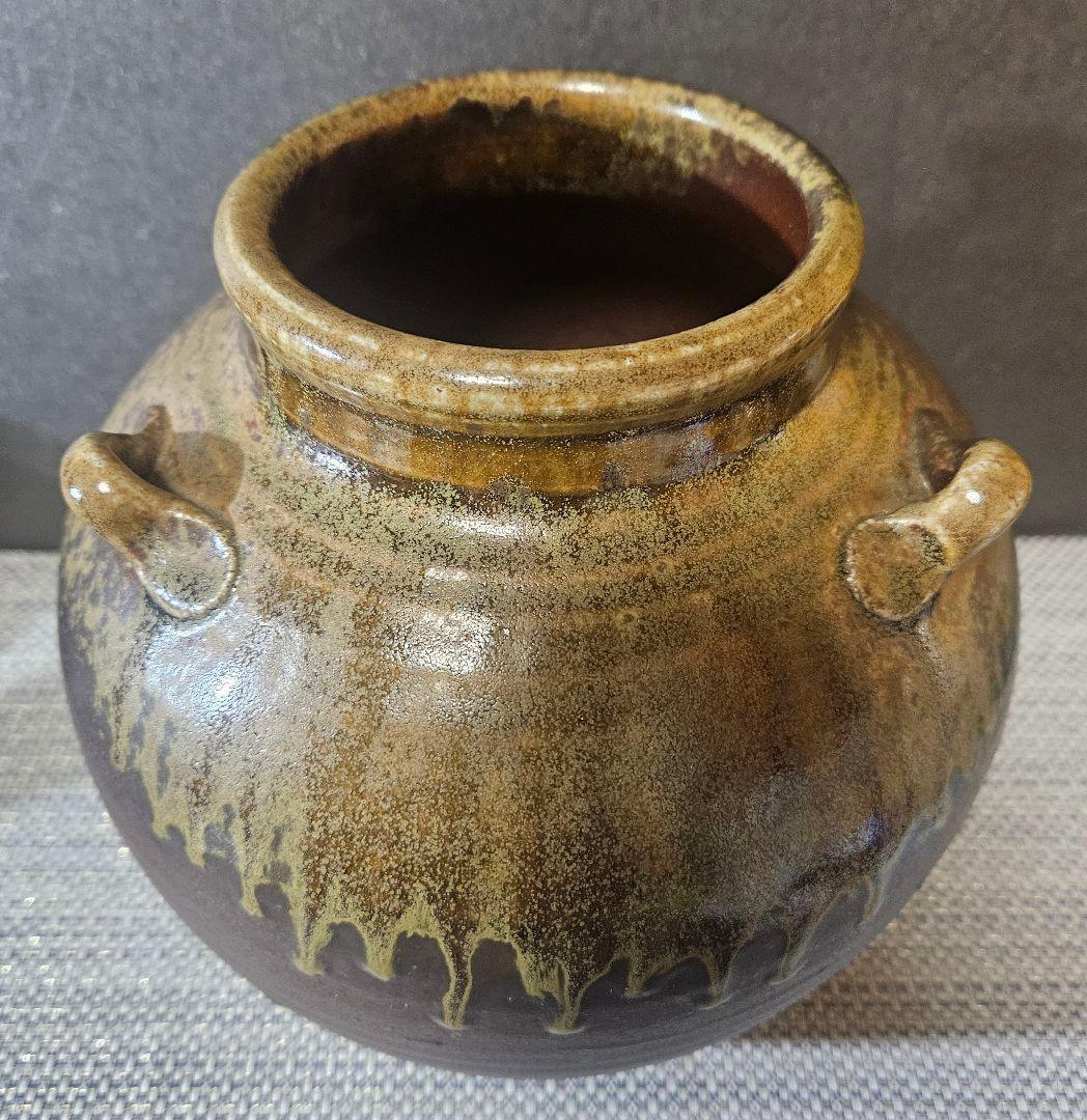 備前焼　井藤甫 造　備前　三耳壺　花入れ 花生け　オブジェ　高さ 約21.5cm
