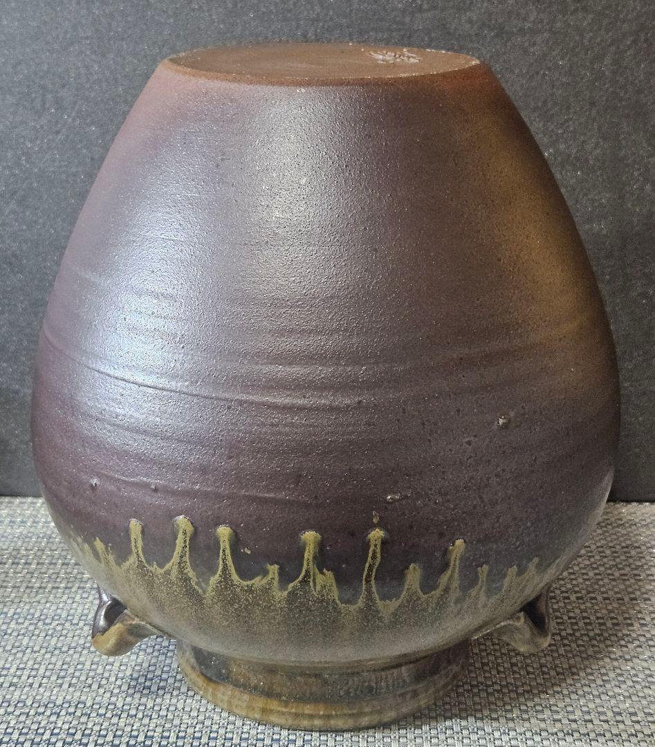 備前焼　井藤甫 造　備前　三耳壺　花入れ 花生け　オブジェ　高さ 約21.5cm