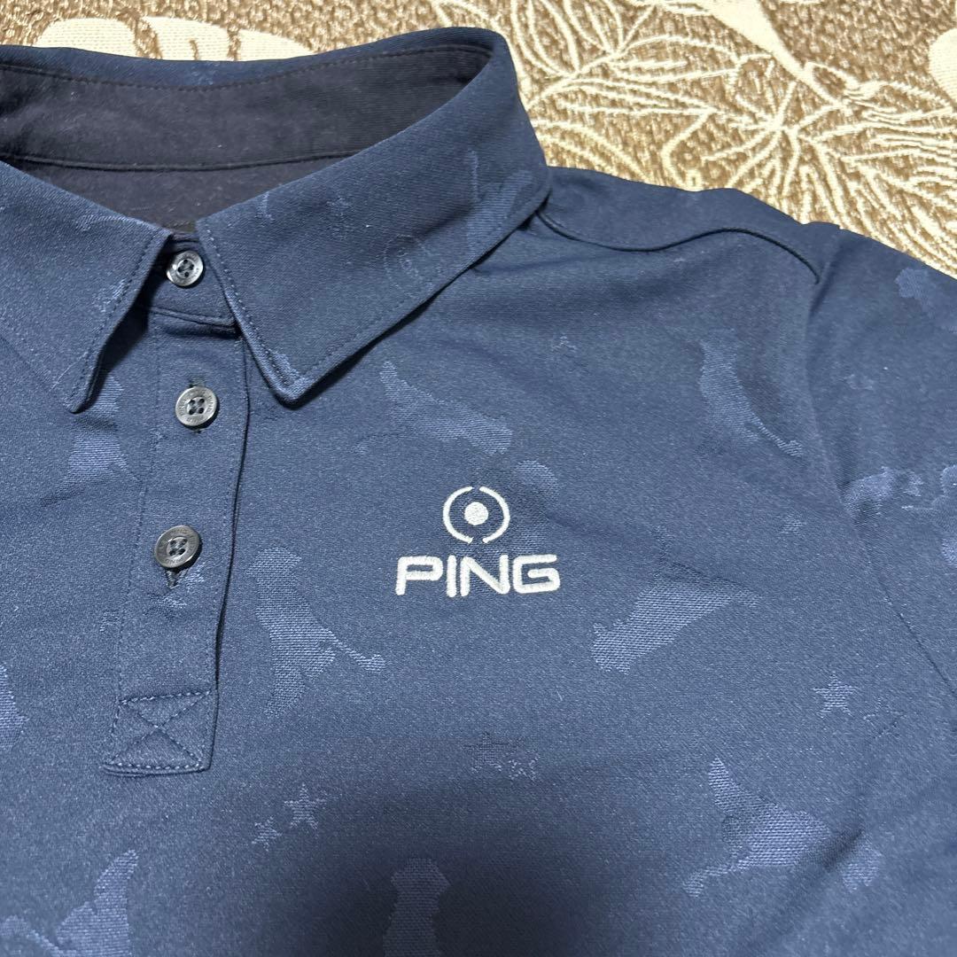 PING（ピン)メンズゴルフ 長袖シャツ 長袖ポロシャツ　総柄ジャガード