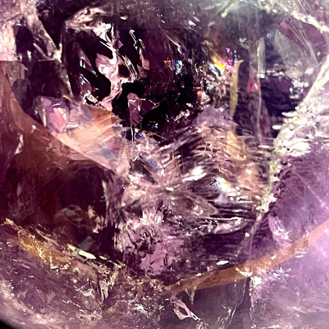 逸品大宝珠アメジスト 紫水晶 レインボー　丸玉 スフィア 天然石 パワーストーン