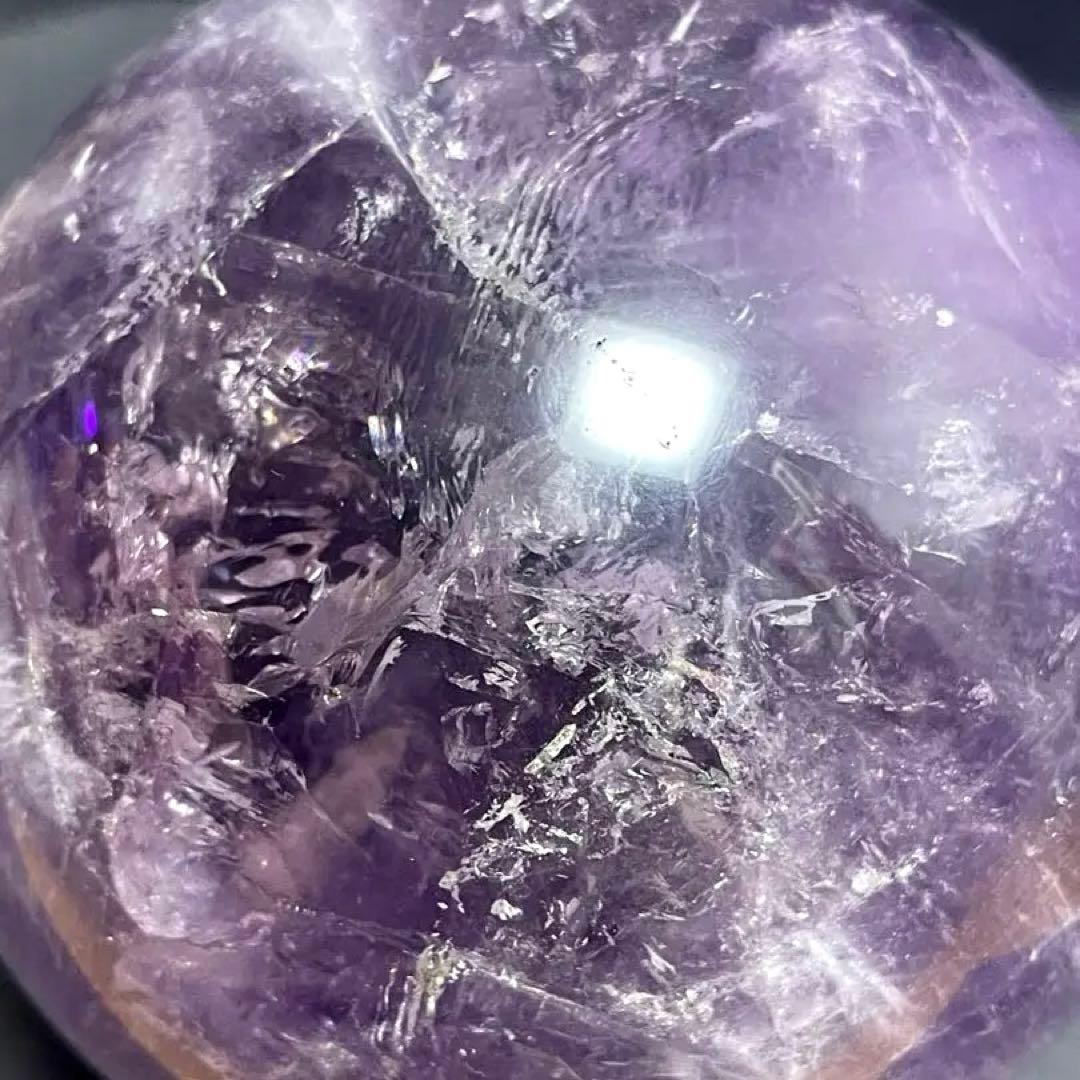 逸品大宝珠アメジスト 紫水晶 レインボー　丸玉 スフィア 天然石 パワーストーン