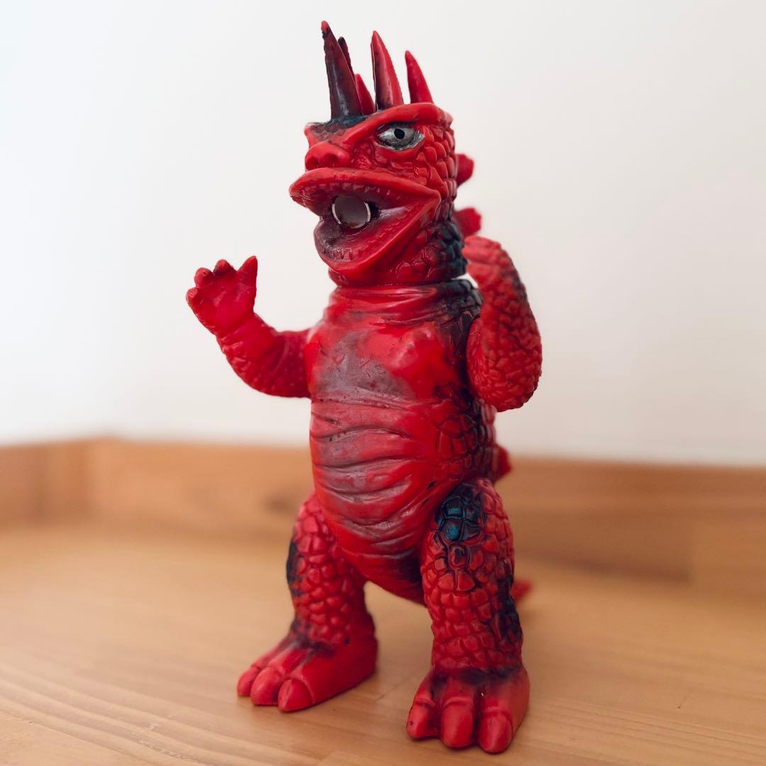 【無版権】六本角 火吹き怪獣 ソフビ 当時物 26002