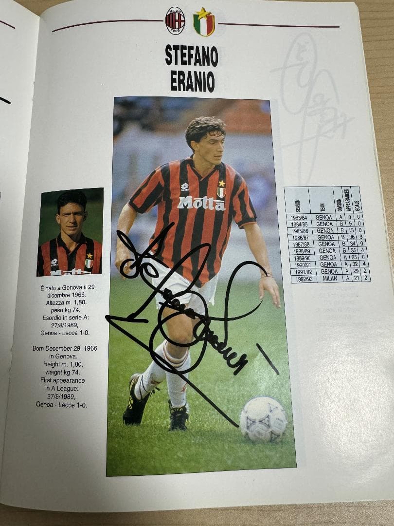直筆サイン入り 1993 AC MILAN オフィシャルガイドブック