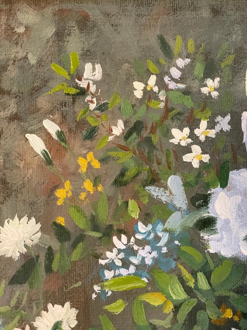 「模写」作者不明『春の花束』静物画　油彩画　額装　サイン有り　F6号
