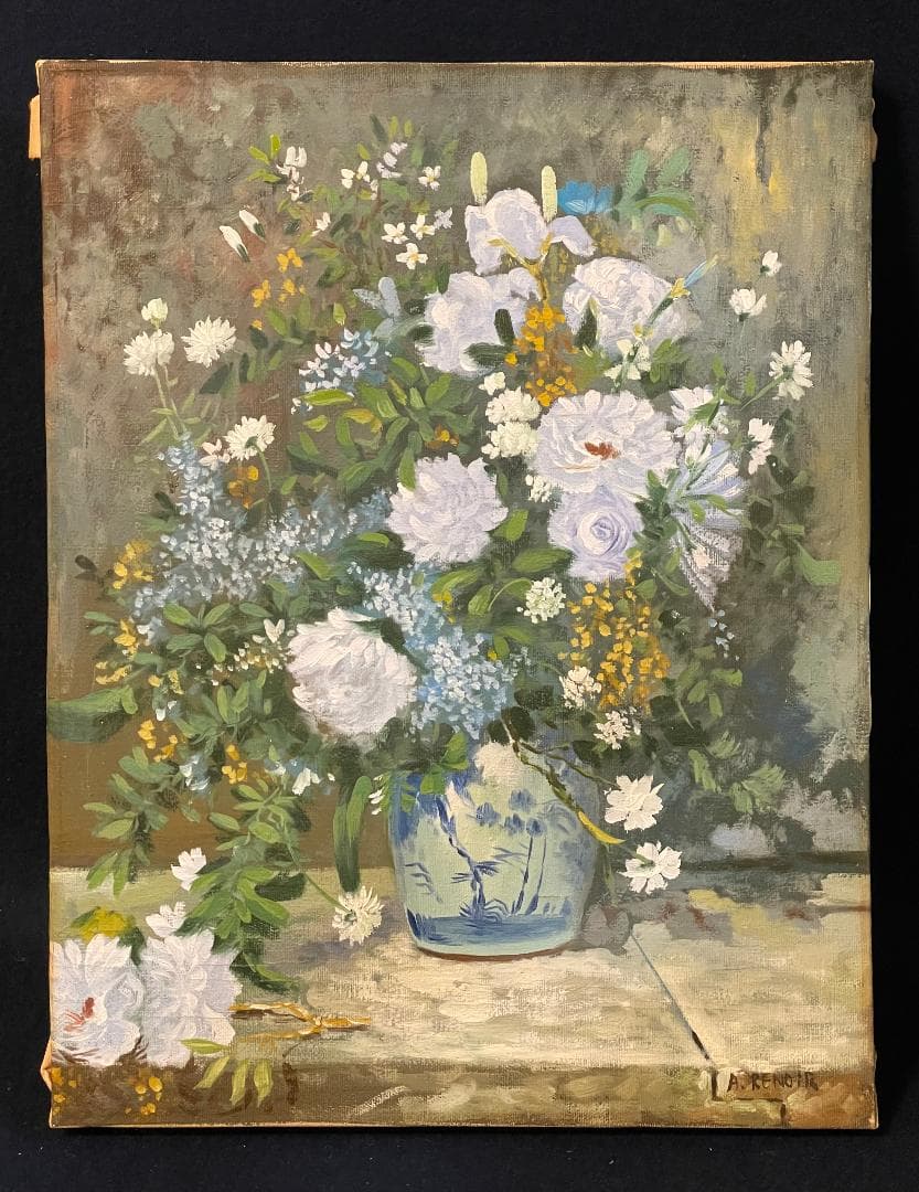 「模写」作者不明『春の花束』静物画　油彩画　額装　サイン有り　F6号