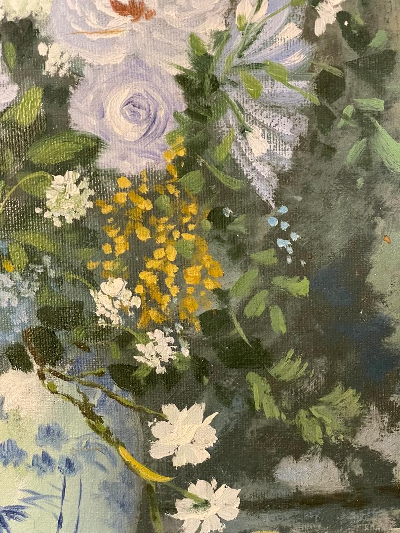 「模写」作者不明『春の花束』静物画　油彩画　額装　サイン有り　F6号