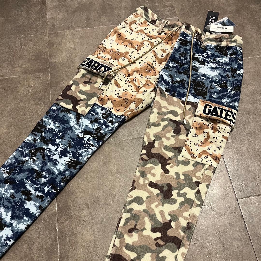 新品 パーリーゲイツ マルチカモ柄パンツ 耳当て付き防寒サンバイザー セット