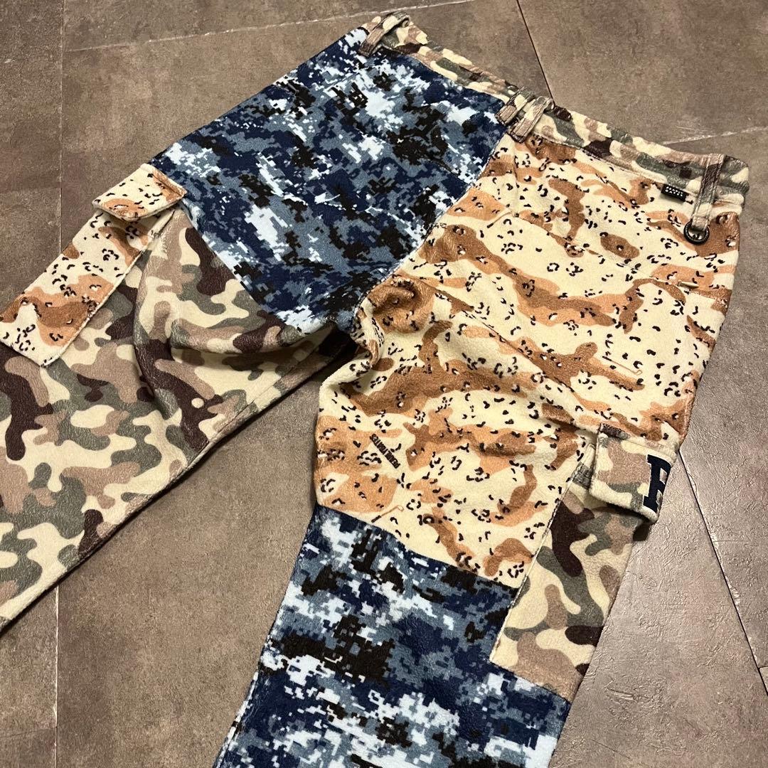 新品 パーリーゲイツ マルチカモ柄パンツ 耳当て付き防寒サンバイザー セット