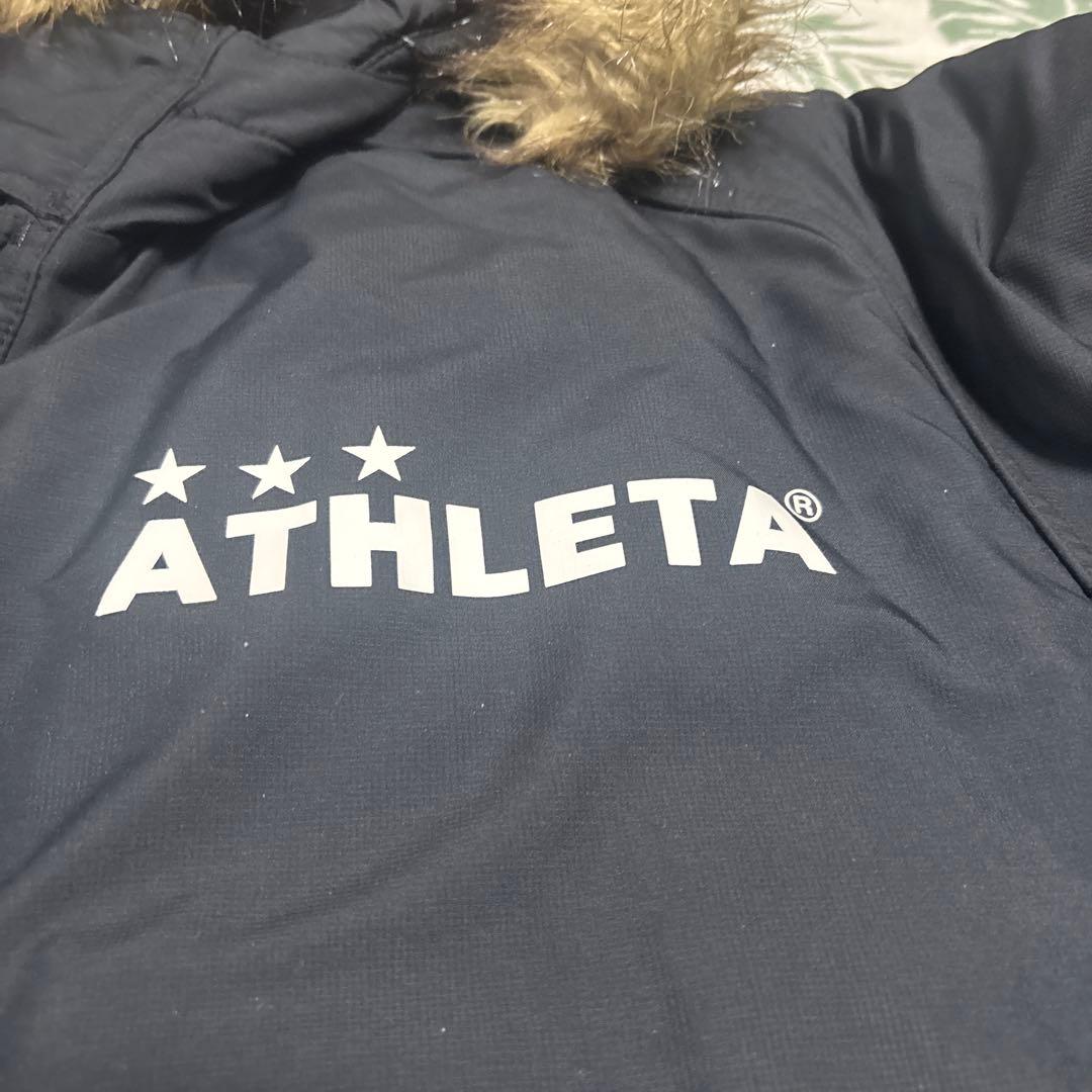 アスレタ☆ロング ベンチコート ☆着脱ファー ☆黒 F メンズ ATHLETA