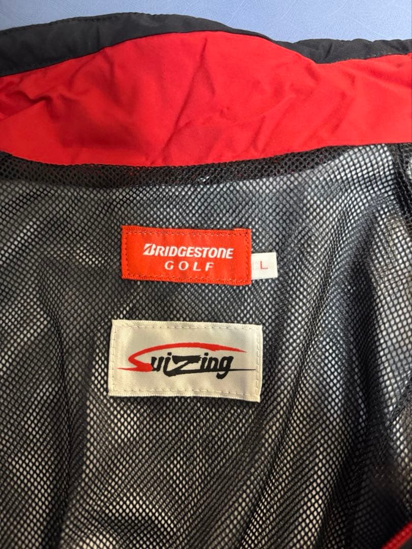 美品 BRIDGESTONE GOLF レインウェア 水神 ブラック/レッド