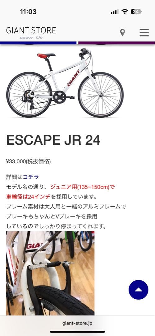 自転車本体 ESCAPE JR 24