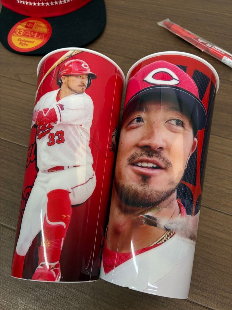 【未使用】広島東洋カープグッズ 菊池涼介 33キャップ、カップ、シャーペンセット