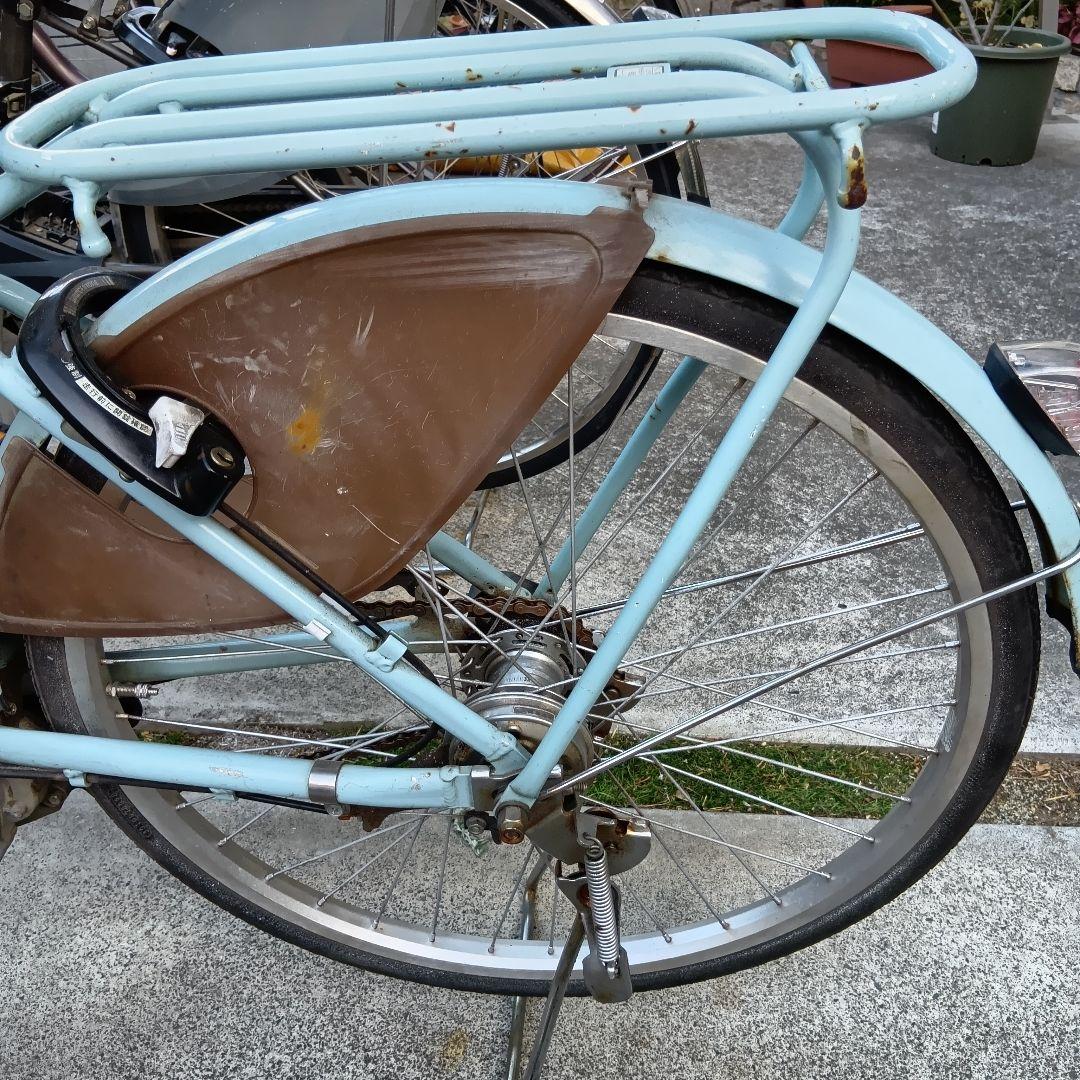 水色 電動アシスト自転車 前面バスケット付き