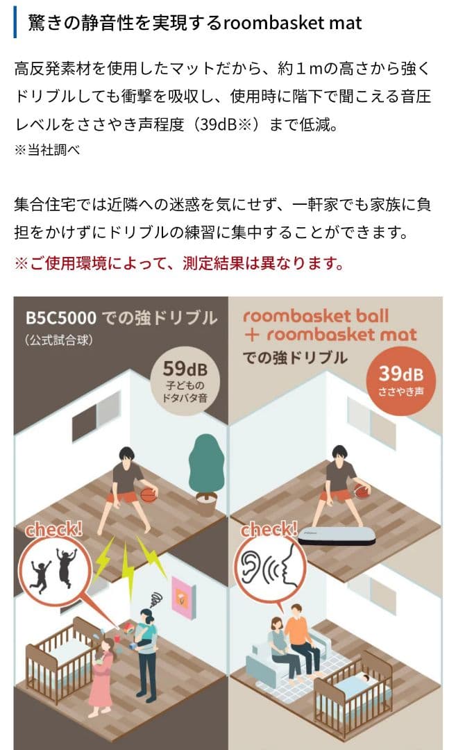 【美品】roombasketball ドリブルセット Pro5号ボール付 静音
