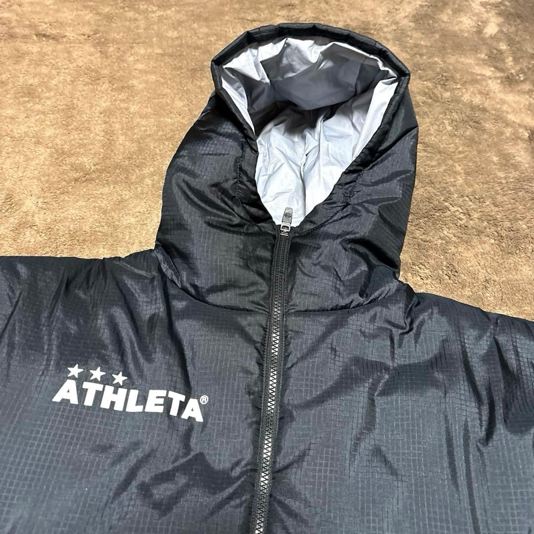 【美品】ATHLETA アスレタ ベンチコート ブラック 黒 サッカー 防寒