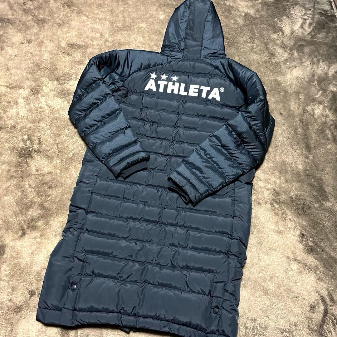 【美品】ATHLETA アスレタ ベンチコート ブラック 黒 サッカー 防寒