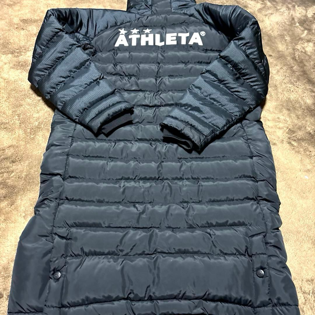 【美品】ATHLETA アスレタ ベンチコート ブラック 黒 サッカー 防寒