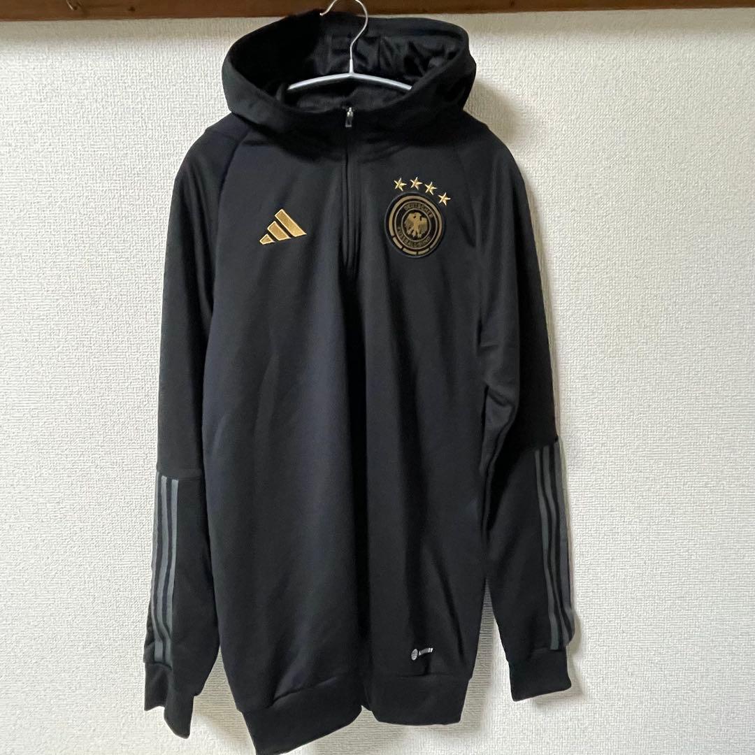 adidas アディダス　サッカー　ドイツ代表　パーカー　ハーフジップ　黒　L