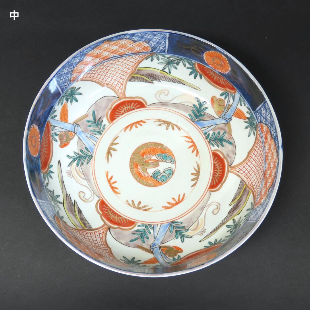 ⭕411 古伊万里 色絵錦手 三ツ鉢 菓子鉢 花鳥文 明治時代