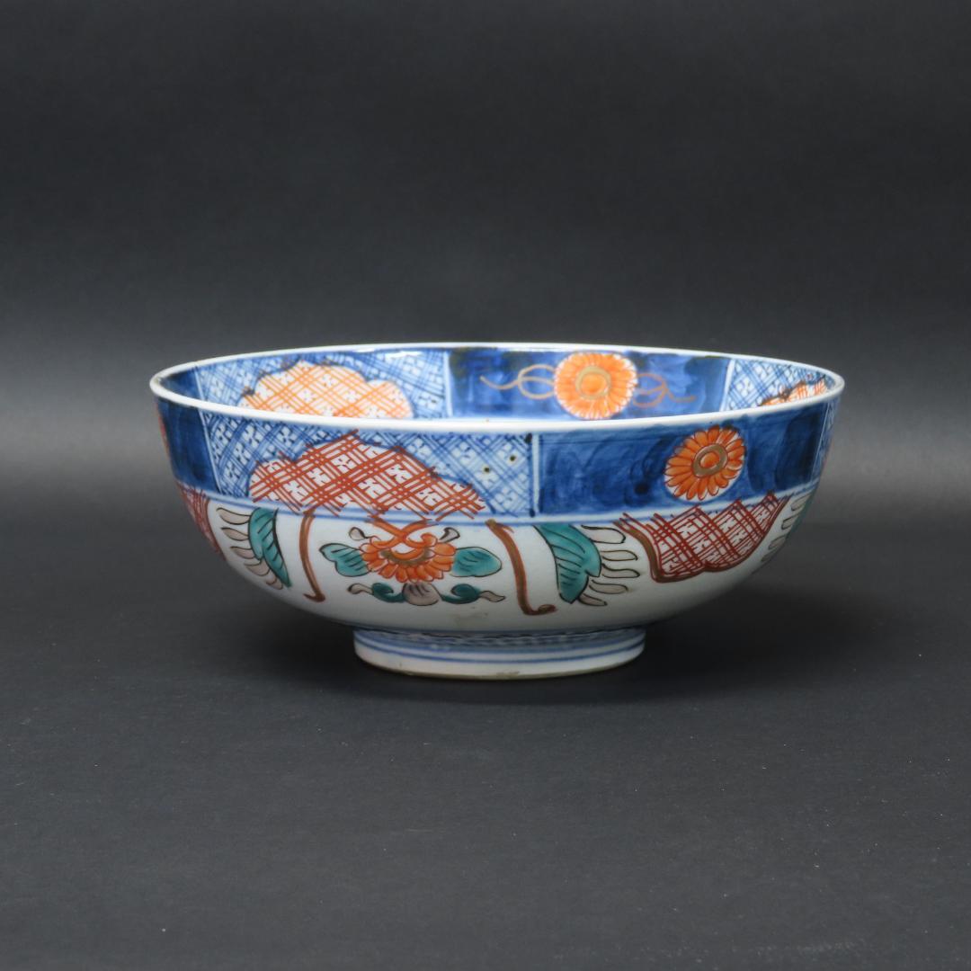 ⭕411 古伊万里 色絵錦手 三ツ鉢 菓子鉢 花鳥文 明治時代