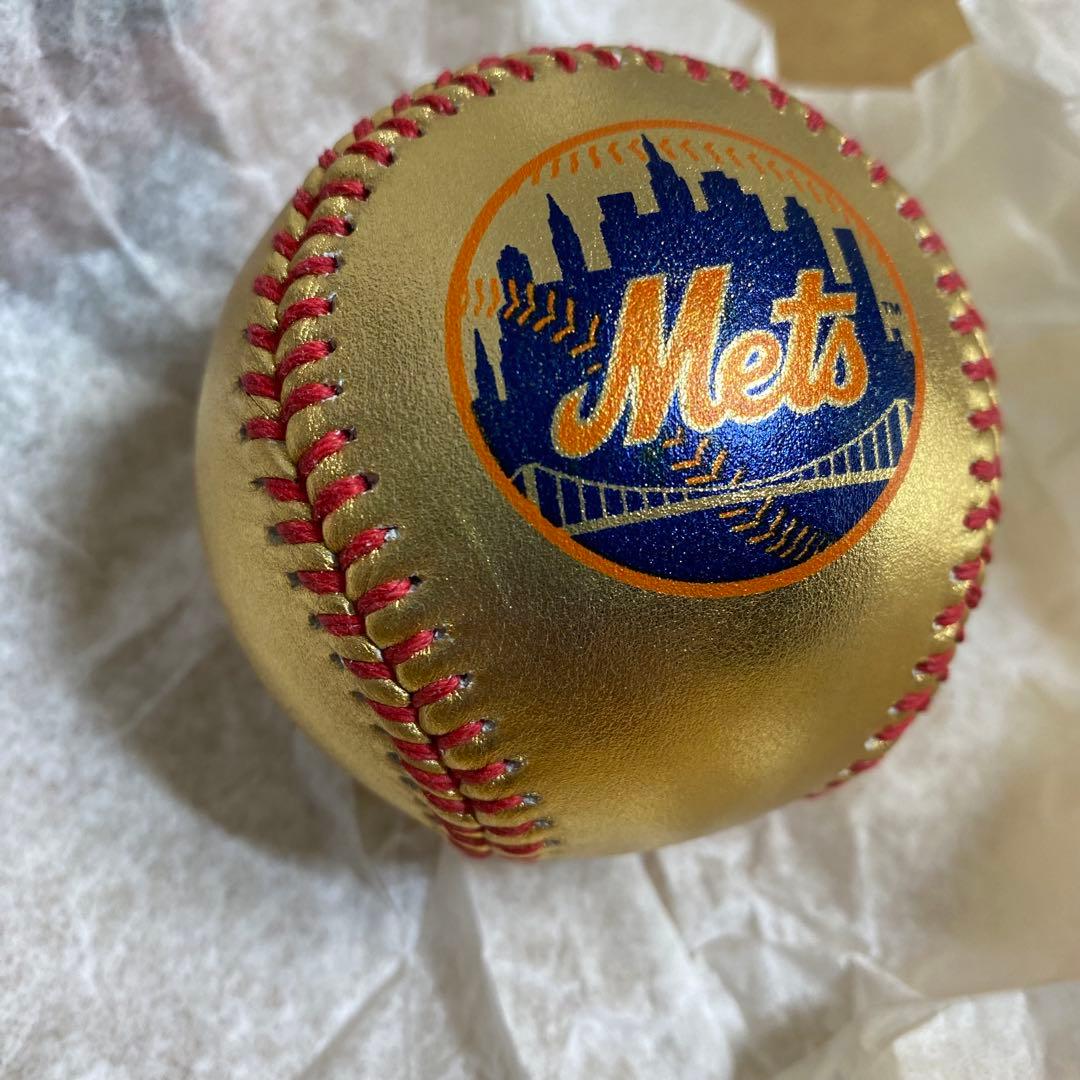 ニューヨークメッツ ゴールドレザー野球記念ボール Rawlingsローリングス