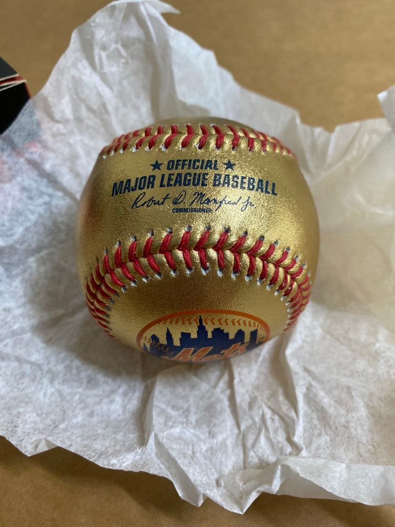 ニューヨークメッツ ゴールドレザー野球記念ボール Rawlingsローリングス