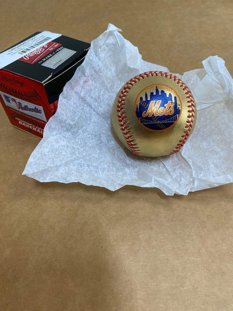 ニューヨークメッツ ゴールドレザー野球記念ボール Rawlingsローリングス