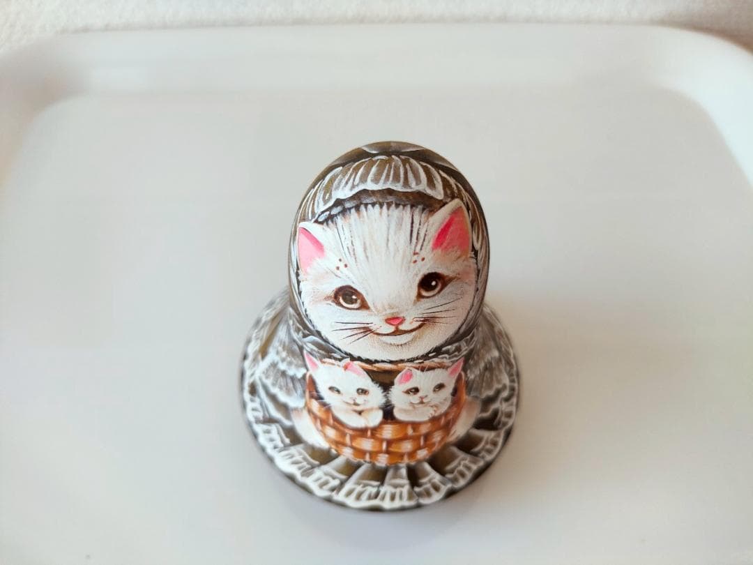 【KV009】9cm級 おきあがりこぼし カバノヴァ　　猫の親子