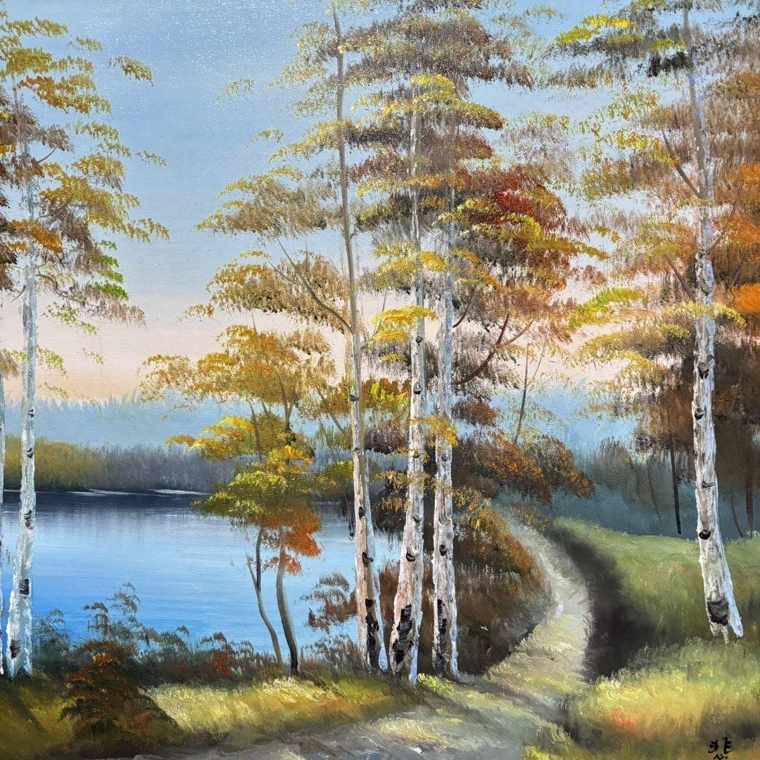 手描き 水彩油画 風景画 インテリア 絵画 約70×100cm
