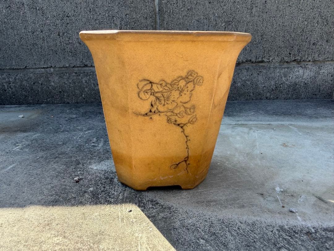中国美術 中国古盆器 紫砂 白泥 蘭花花鳥漢詩文 正方鉢 懸崖 盆栽鉢