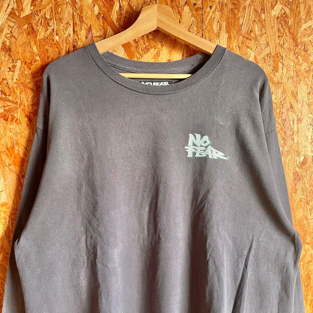 90s-00s No Fear 両面プリント 長袖 Tシャツ サンフェード レア