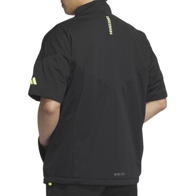 【2XL】アディダス ゴルフ 防風 裏地メッシュ 半袖ハーフジップジャケット 黒