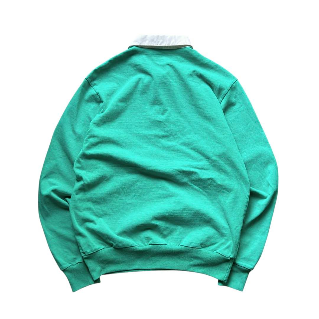 90’s〜 savile row ラガーシャツ L グリーン カンガルーポケット