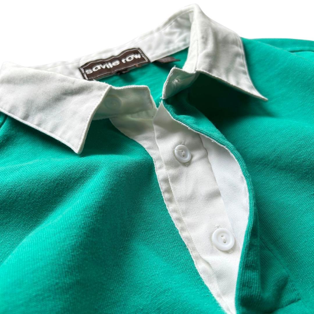 90’s〜 savile row ラガーシャツ L グリーン カンガルーポケット