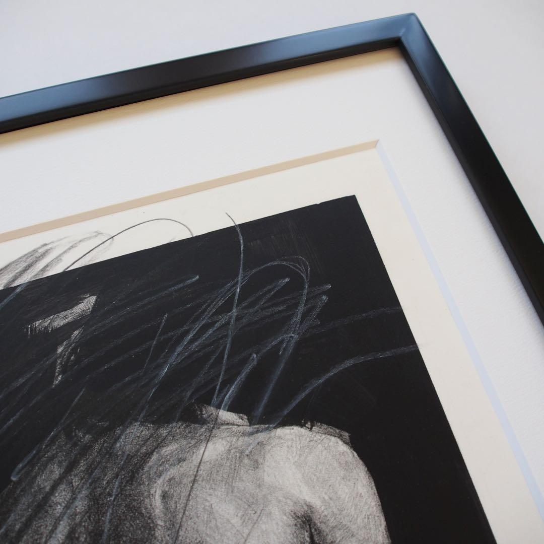 人物画 肉筆画 作品 額入り 現代アート 絵画 ミニマル インテリア デザイン