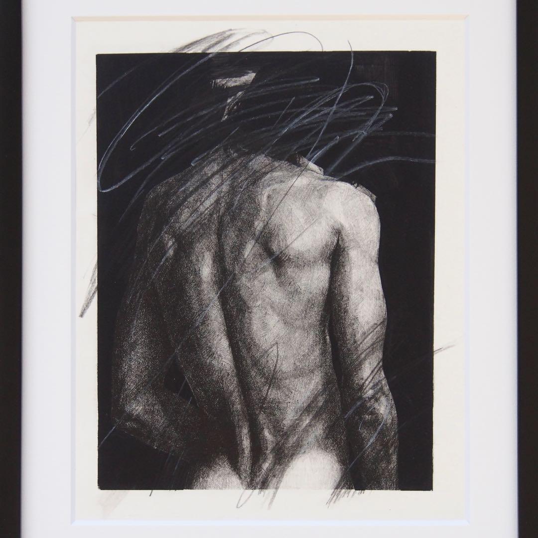 人物画 肉筆画 作品 額入り 現代アート 絵画 ミニマル インテリア デザイン