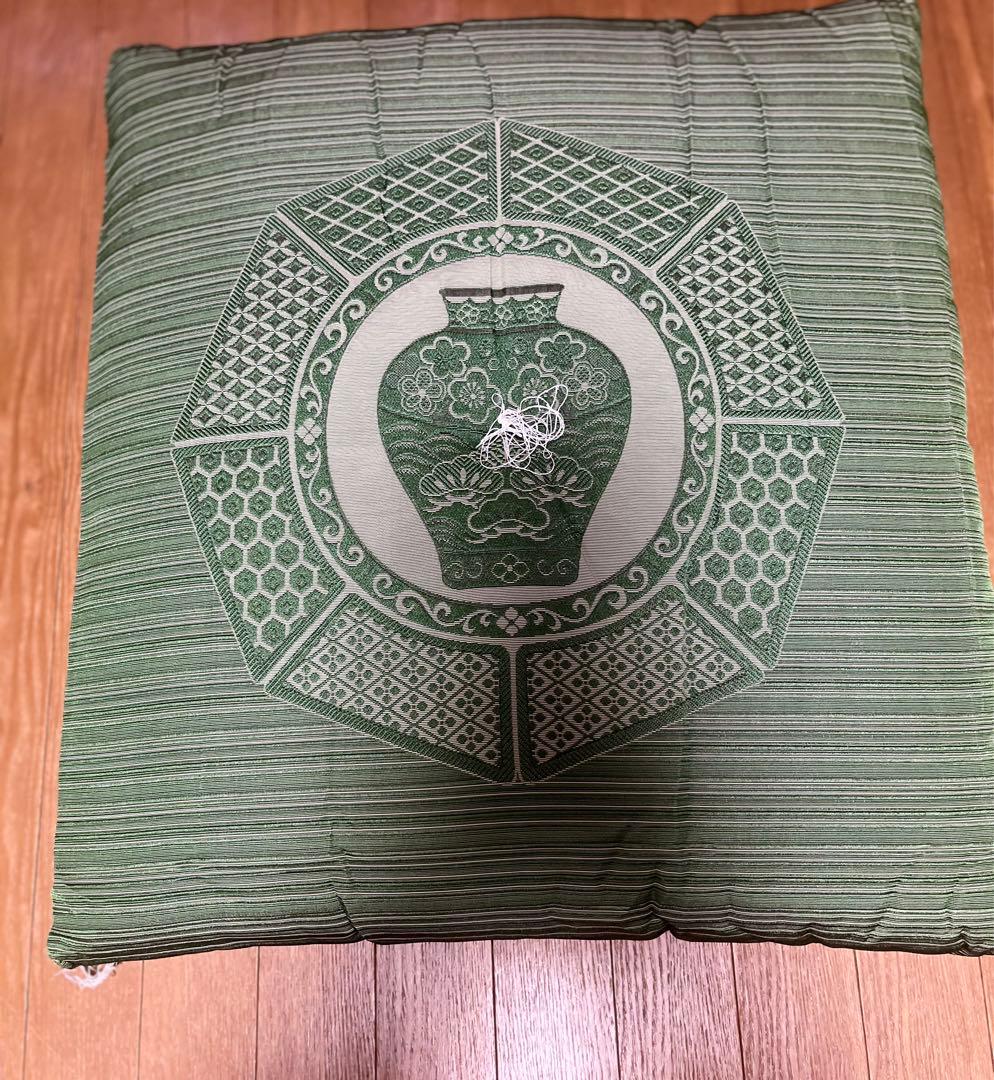 高級緑色の花瓶刺繍座布団5枚セット