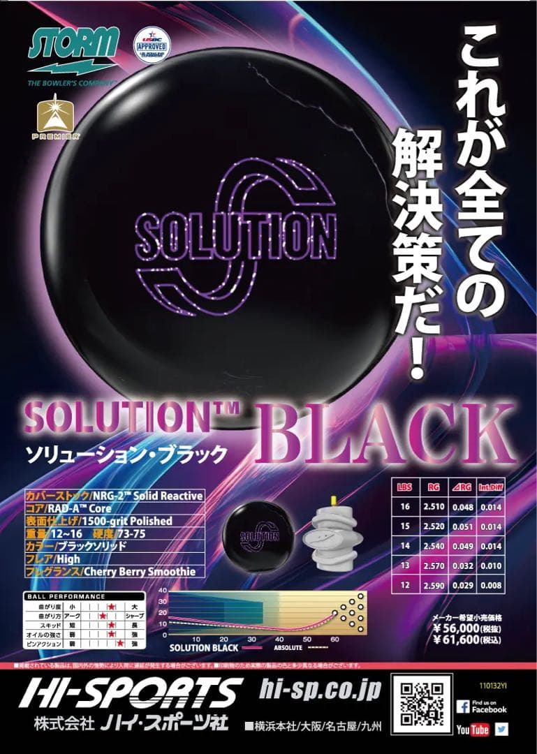 送料込み【新品】ソリューション・ブラック　ストーム　 15ポンド4オンス　6