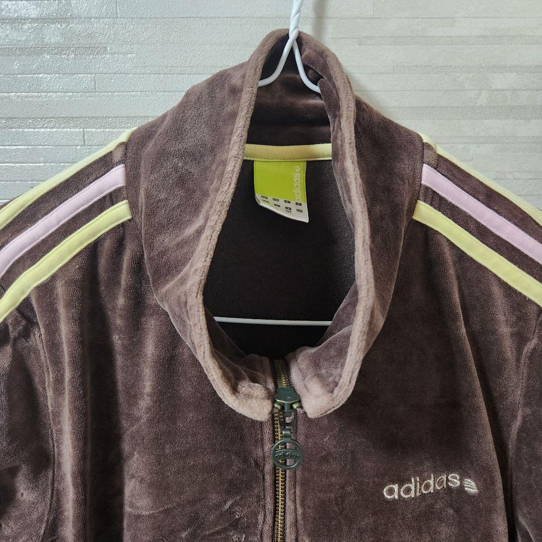 【XL】アディダス adidas トラックジャケット ジャージ ブラウン ベロア