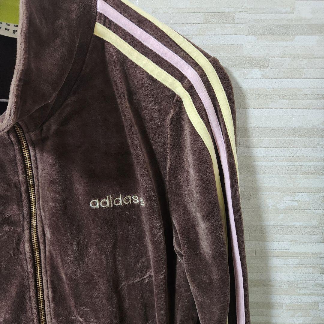 【XL】アディダス adidas トラックジャケット ジャージ ブラウン ベロア