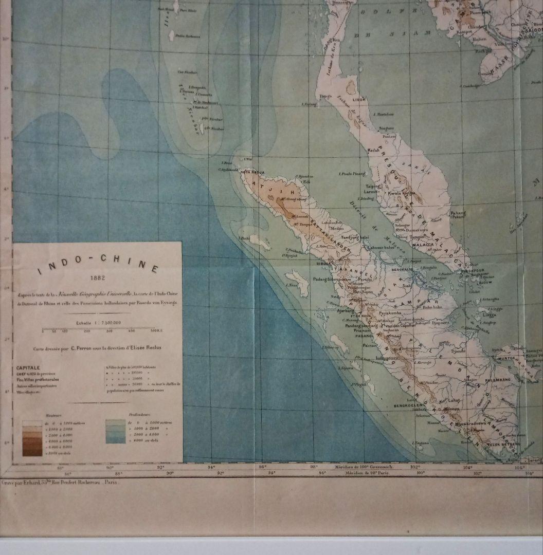 額装品　1882年　「インドシナ半島」大型作品