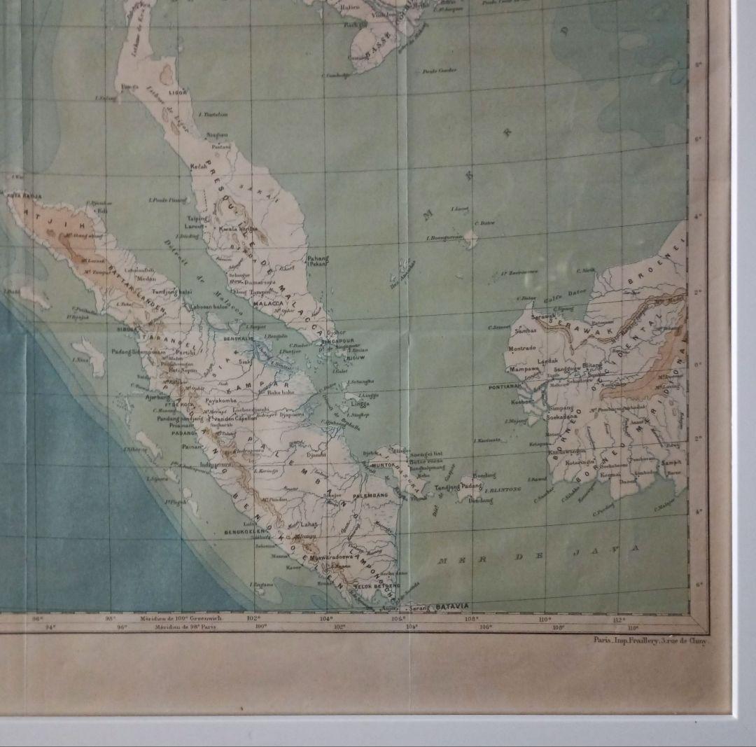 額装品　1882年　「インドシナ半島」大型作品