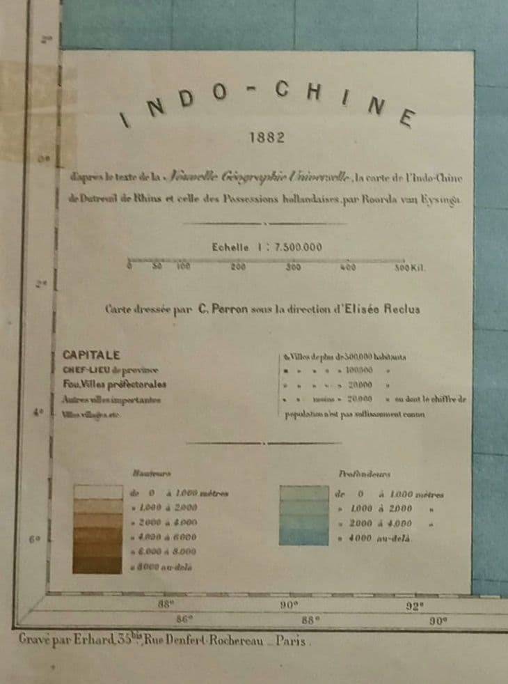 額装品　1882年　「インドシナ半島」大型作品