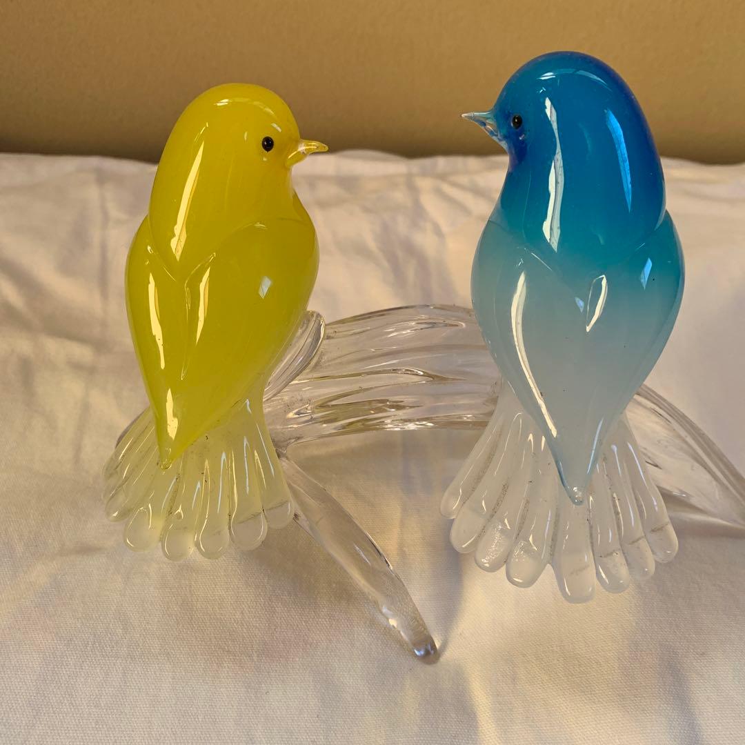 イタリア製　鳥　ガラス置物
