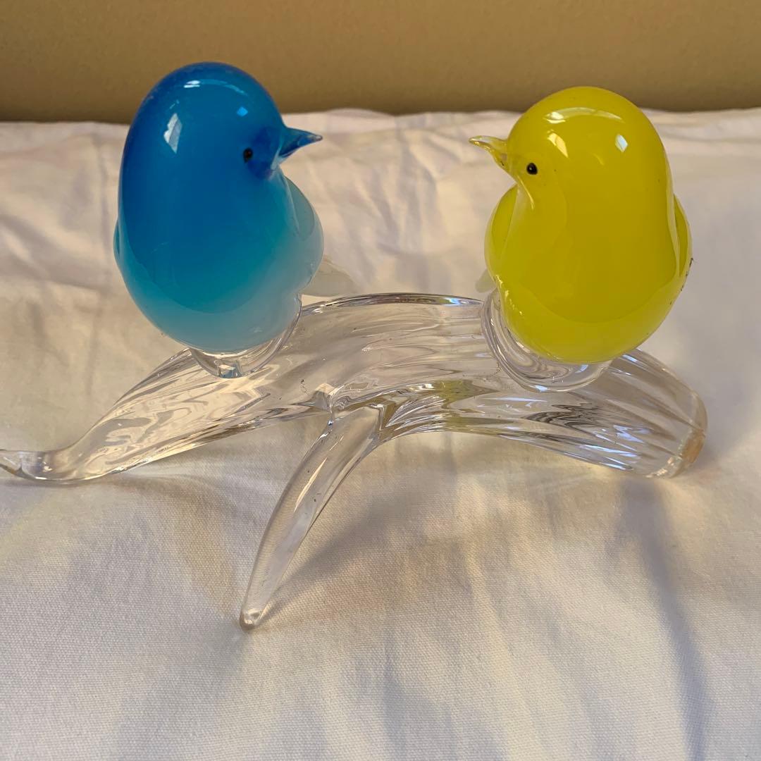 イタリア製　鳥　ガラス置物