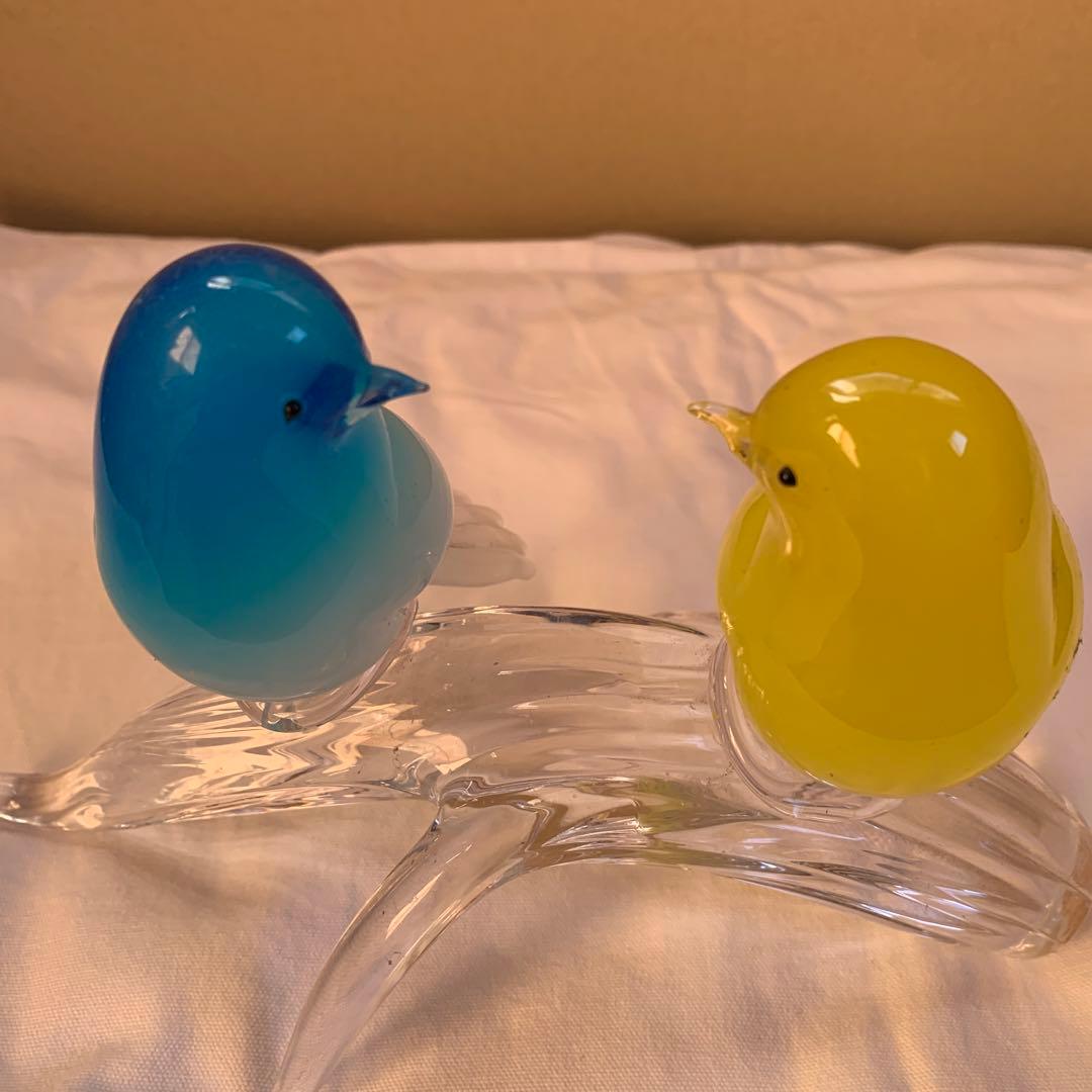 イタリア製　鳥　ガラス置物