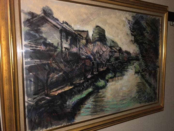 墨彩画　額入り　近江八幡・八幡堀