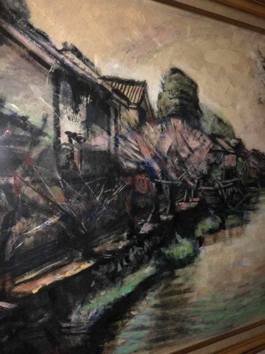 墨彩画　額入り　近江八幡・八幡堀