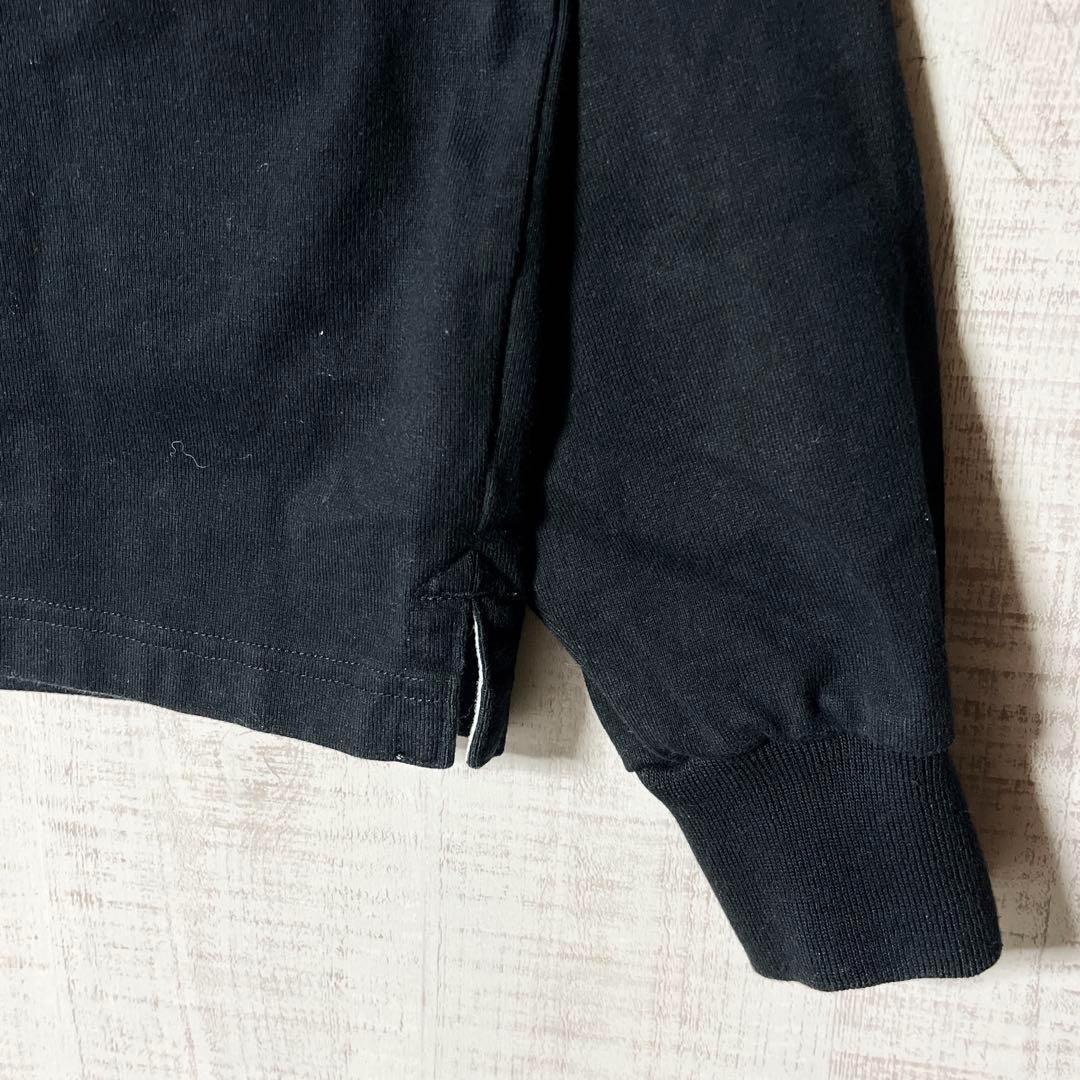 カンタベリー ラガーシャツ ロゴ刺繍 ワンポイント しっかり綿 黒 大きい XL
